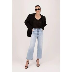 ICON DENIM Jill Straight Leg Jeans‎ Sky Blue ID8651 Size 29 NEW Raw Hem Cotton